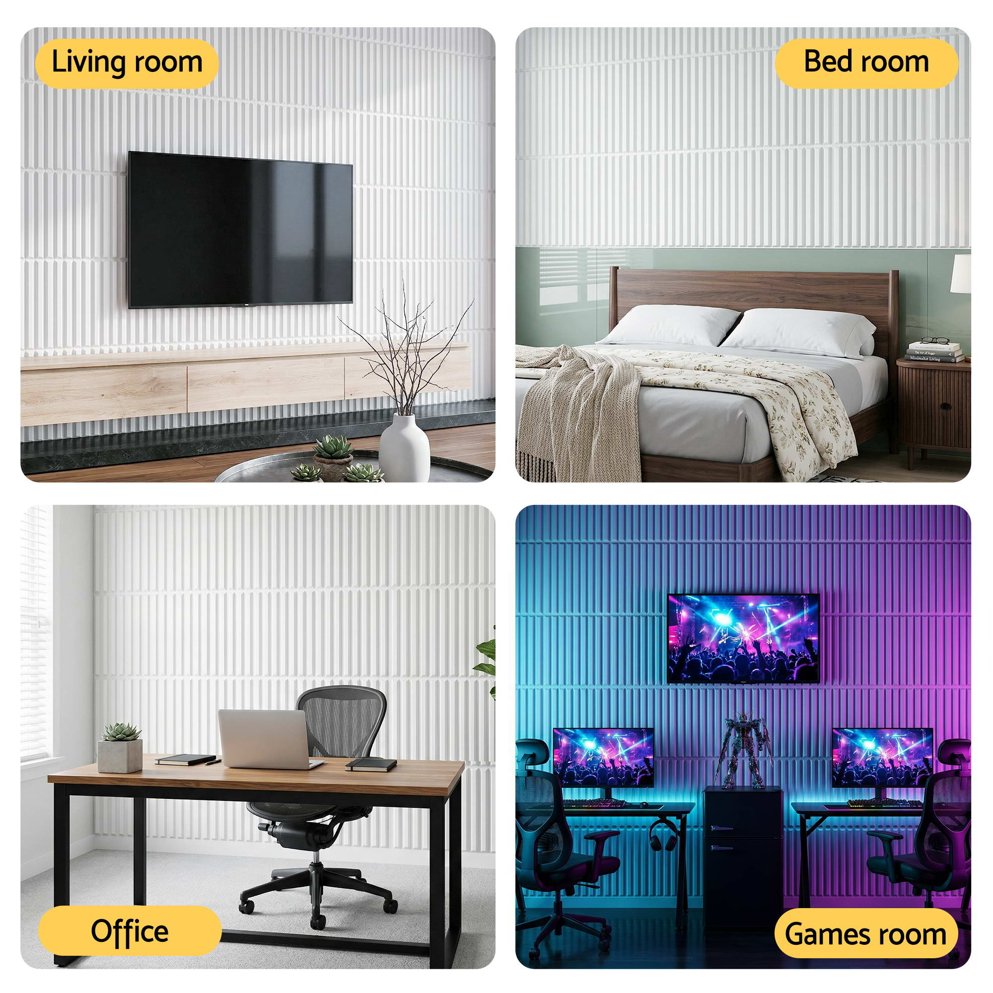 Artiss 3D Wall Panels Vertical PVC Decorative Panels 50x50cm Set of 15 Feature Wall Vert