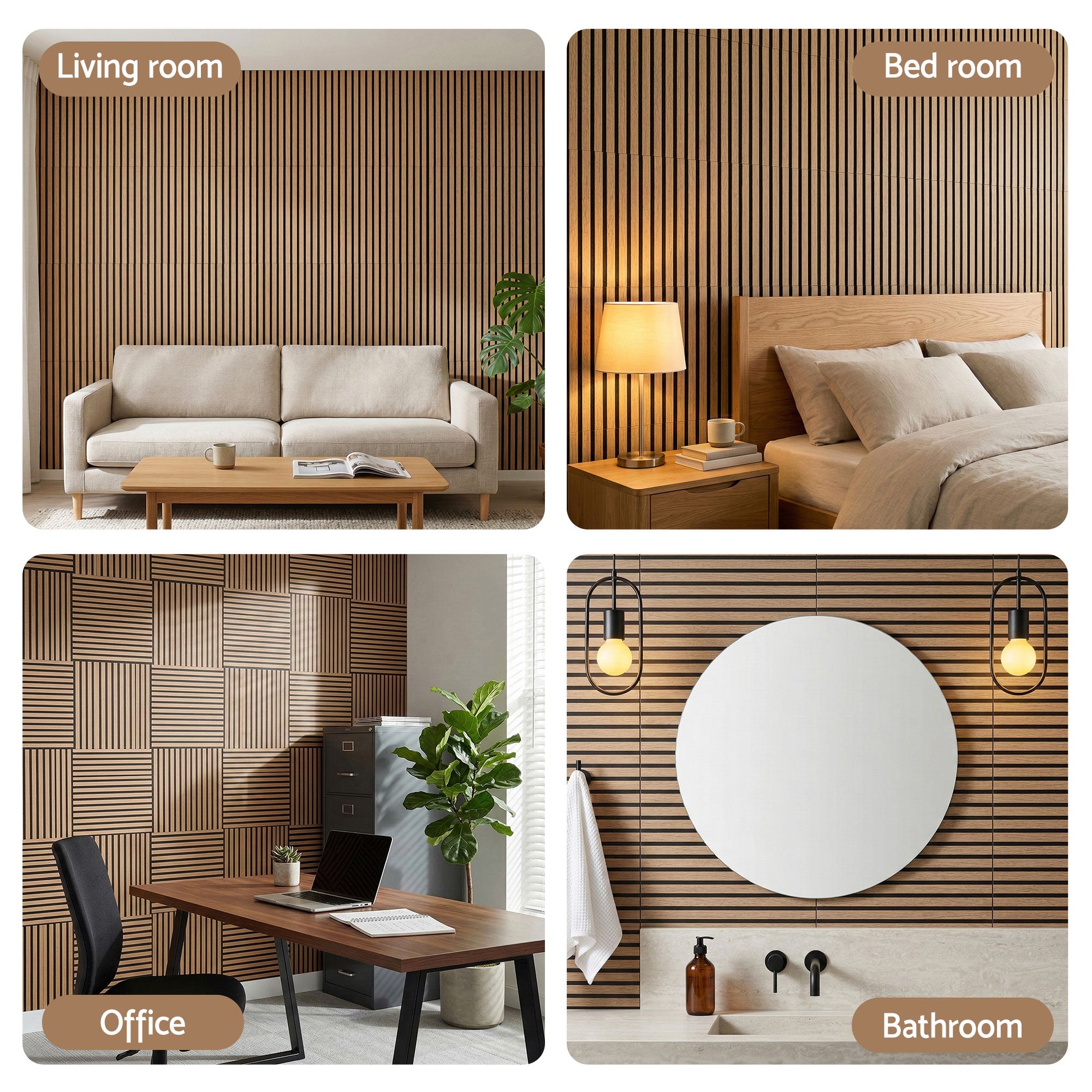 Artiss 10PCS Peel and Stick Wall Panels Tiles 68X68CM Self Adhesive for Home Office Studio Brown