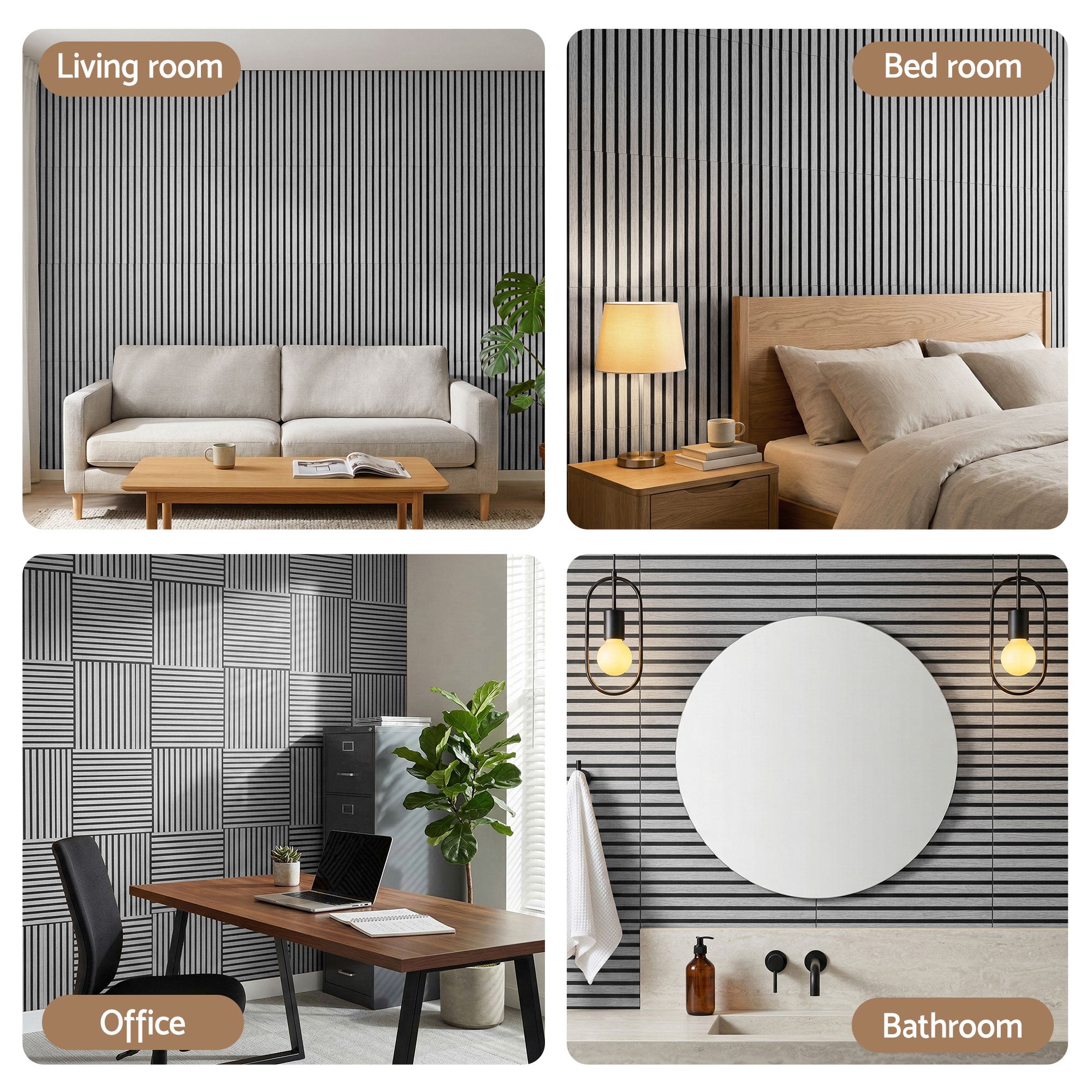 Artiss 10PCS Peel and Stick Wall Panels Tiles 68X68CM Self Adhesive for Home Office Studio Grey