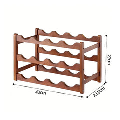 Artiss Bamboo Wine Rack 3-Tier Display Storage Organizer 12 Bottle Walnut