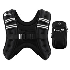 Everfit 10kg Weighted Vest Men Women, Reflective Running Vest with Armband Pouch