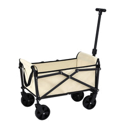 Gardeon Garden Cart Folding Trolley Camping Wagon Barrow Outdoor Beach Beige - Free Delivery