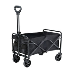 Gardeon Garden Cart Folding Trolley Camping Wagon Barrow Outdoor Beach Black - Free Delivery