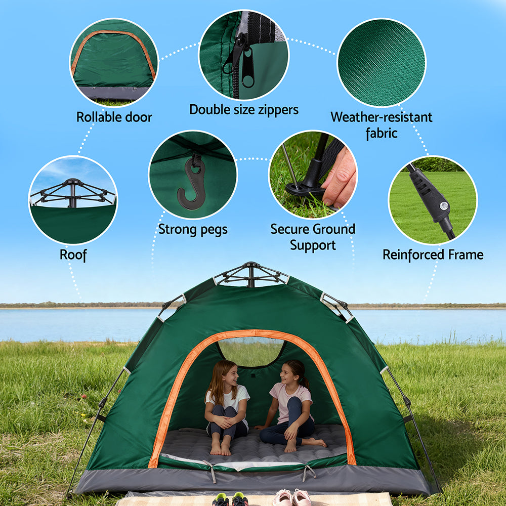 Weisshorn Camping Tent Instant Tent Pop up 2 Person Outdoor Hiking Tents Hiking Green