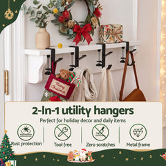 Jingle Jollys Christmas Garland Hangers X4 Stocking Hooks Wreath 2-In-1 No Drill