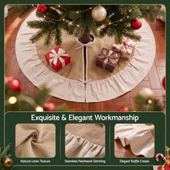 Jingle Jollys 90cm Christmas Tree Skirt Linen Christmas Tree Mat Decor