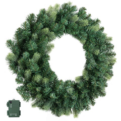 Jingle Jollys 60cm Pre-Lit Christmas Wreath GarlandsWarm White LED Light Door Wreaths Battery Timer