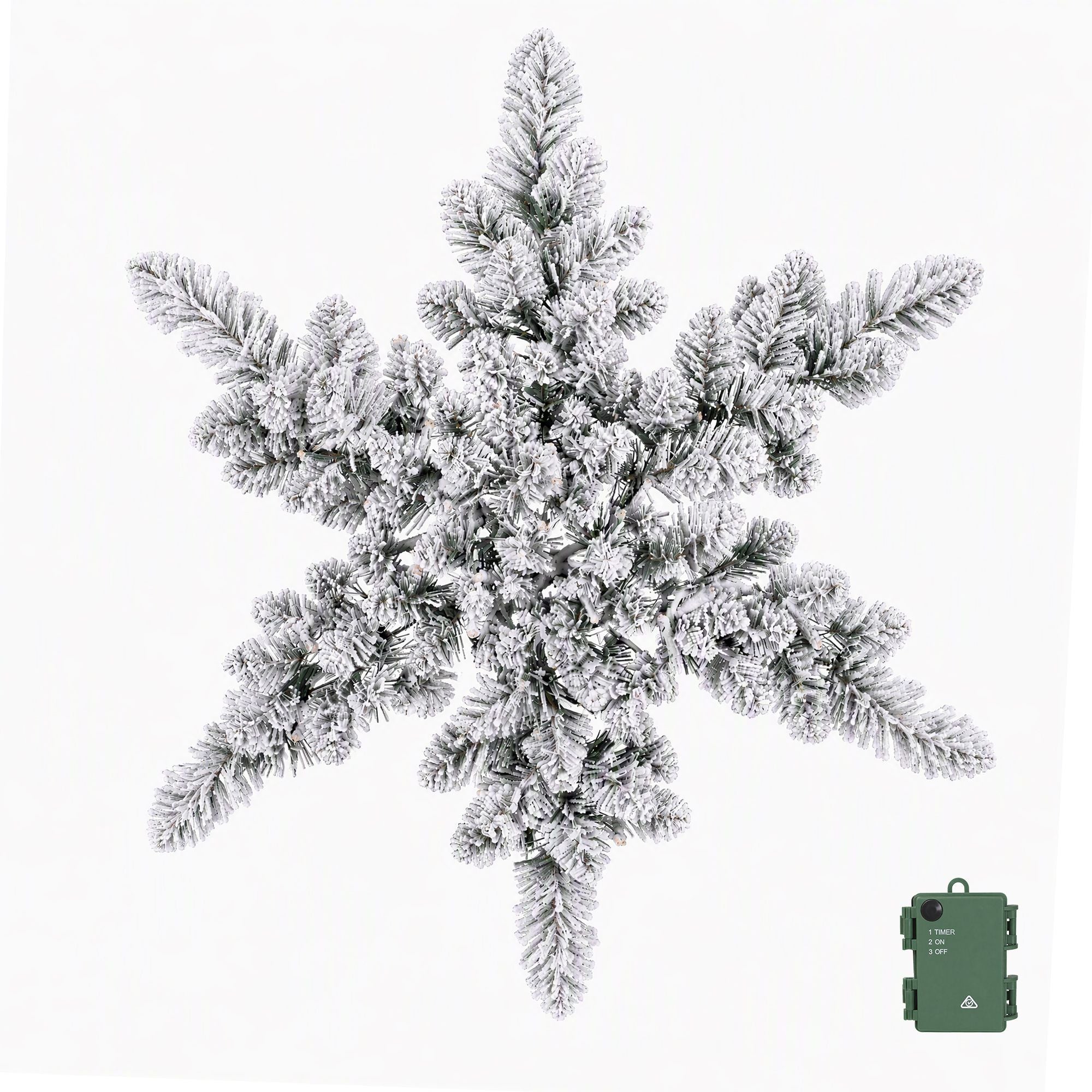 Jingle Jollys 60cm Flocked Snowflake Christmas Wreath Garland Pre-Lit 40 LED Light Decor