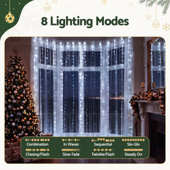 Jingle Jollys 3X3M Christmas Lights Curtain String Light 300 LED Cool White