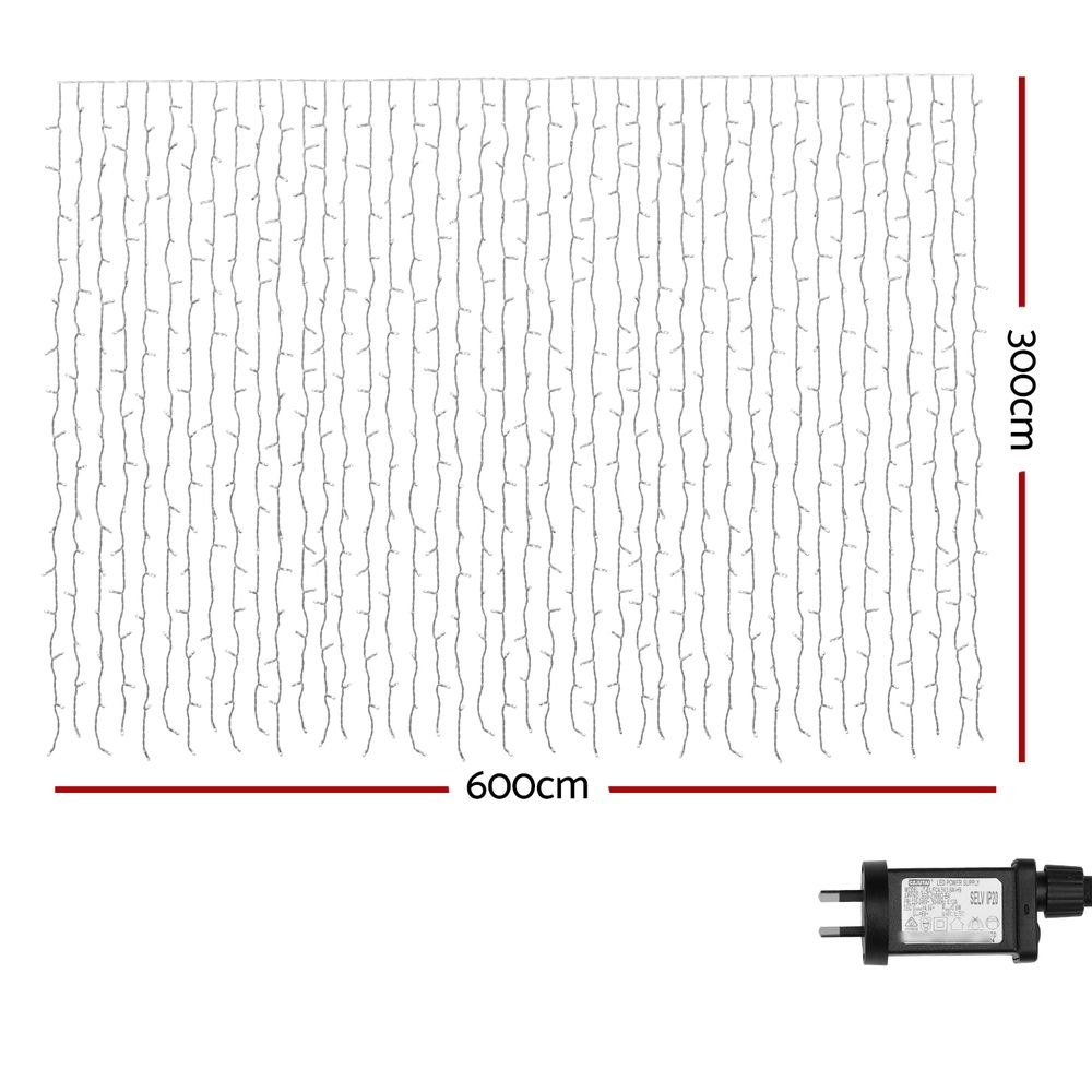 Jingle Jollys 6x3m Christmas Curtain Lights 960 LED RGB Remote Hanging Fairy