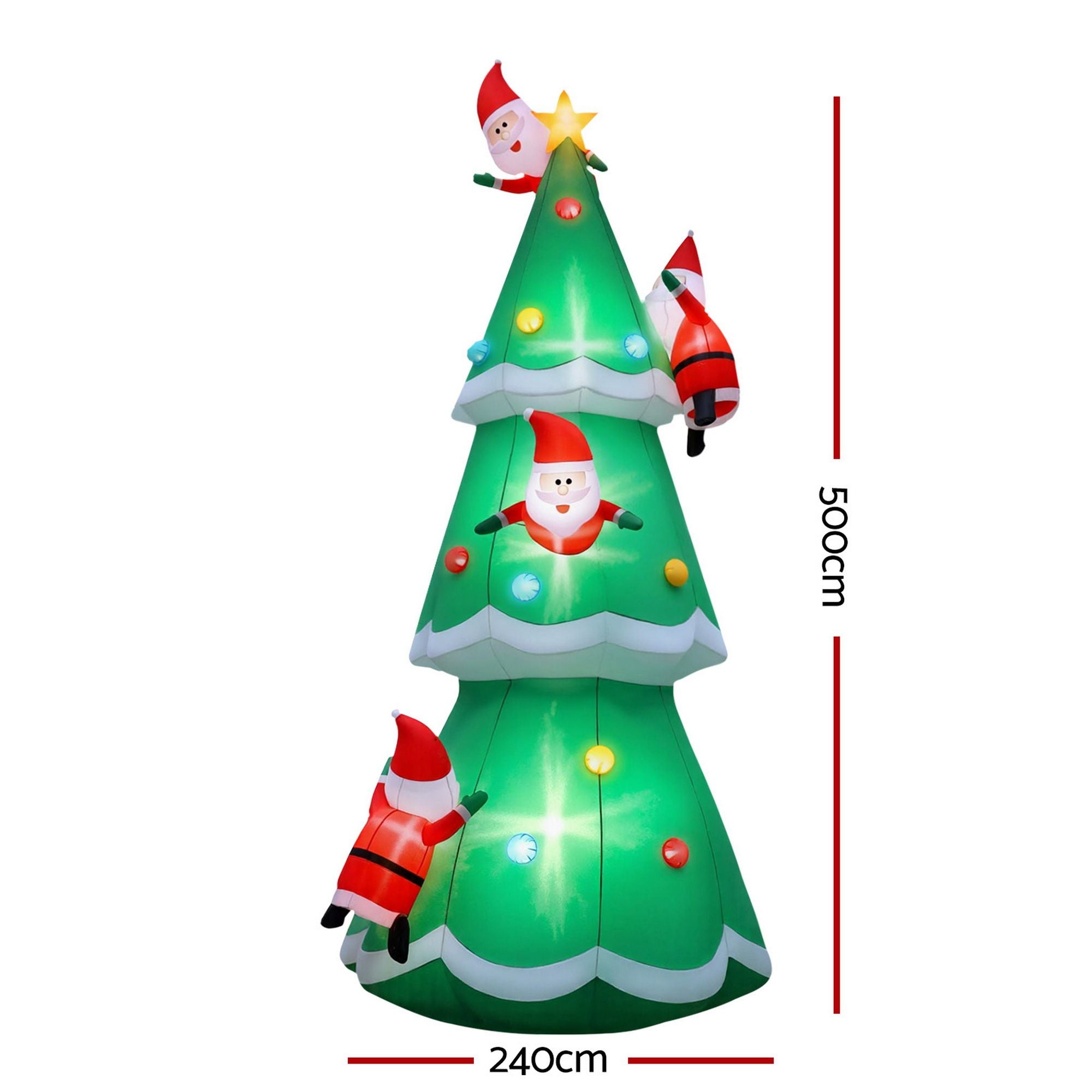 Jingle Jollys Christmas Inflatable Santa Tree 5M Illuminated Free Delivery
