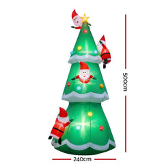 Jingle Jollys Christmas Inflatable Santa Tree 5M Illuminated Free Delivery