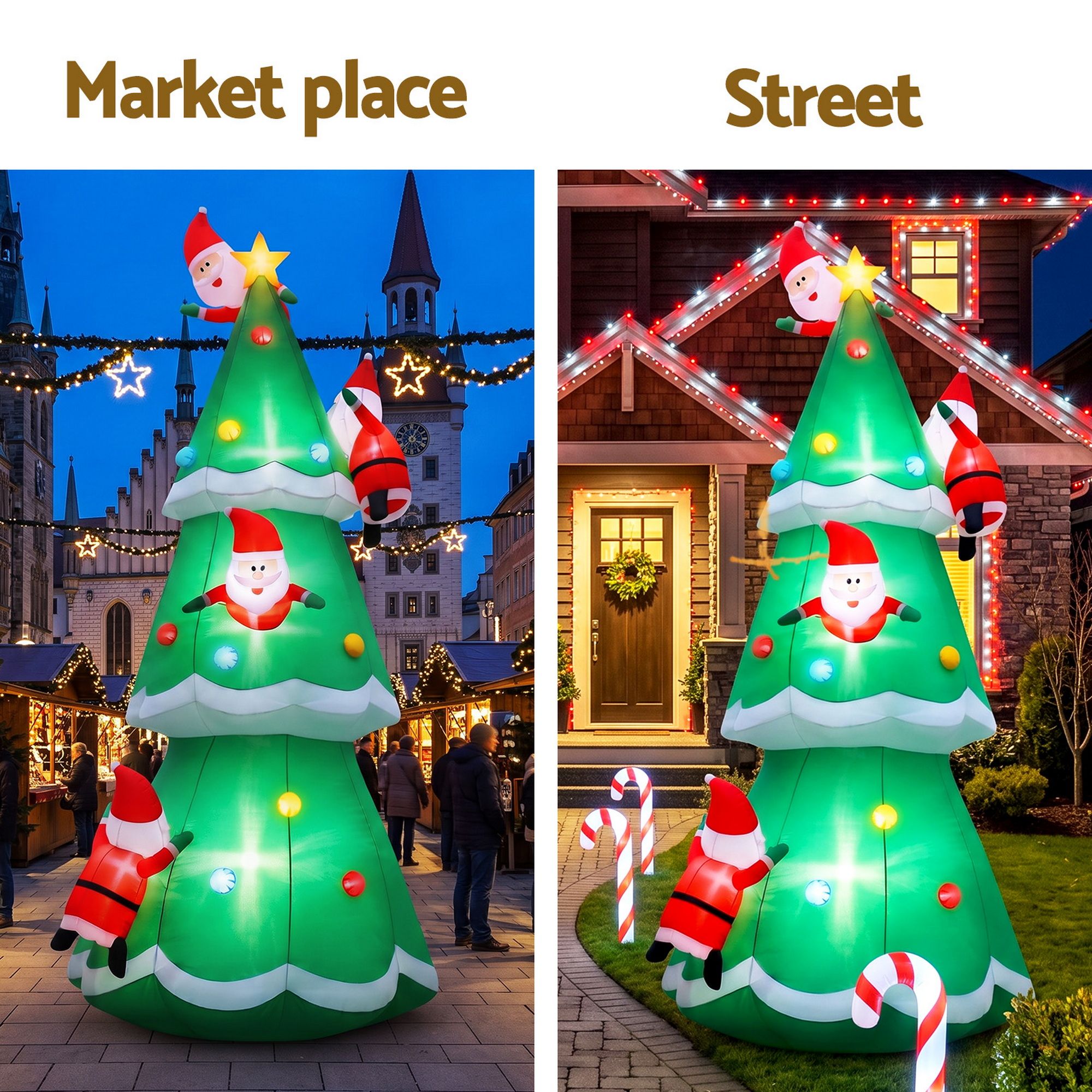 Jingle Jollys Christmas Inflatable Santa Tree 5M Illuminated Free Delivery