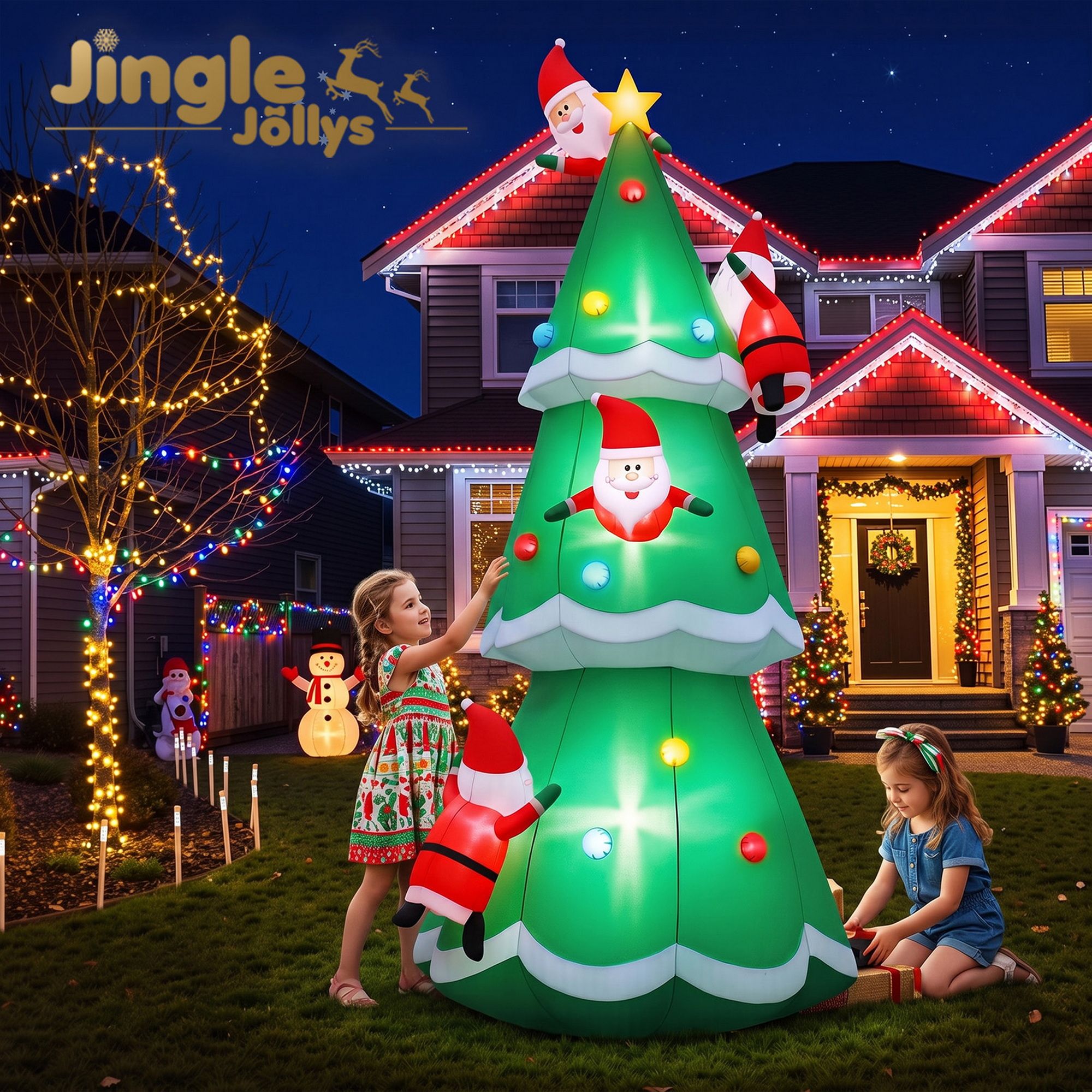 Jingle Jollys Christmas Inflatable Santa Tree 5M Illuminated Free Delivery