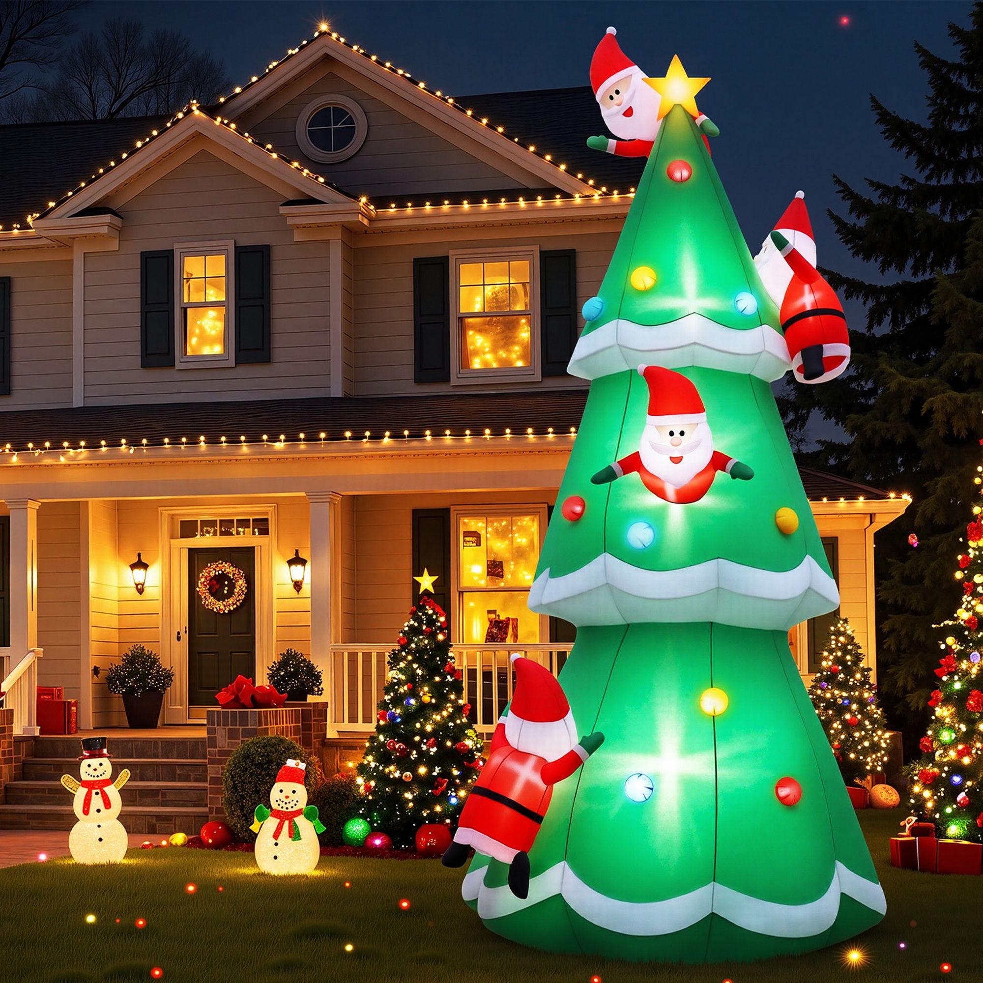 Jingle Jollys Christmas Inflatable Santa Tree 5M Illuminated Free Delivery