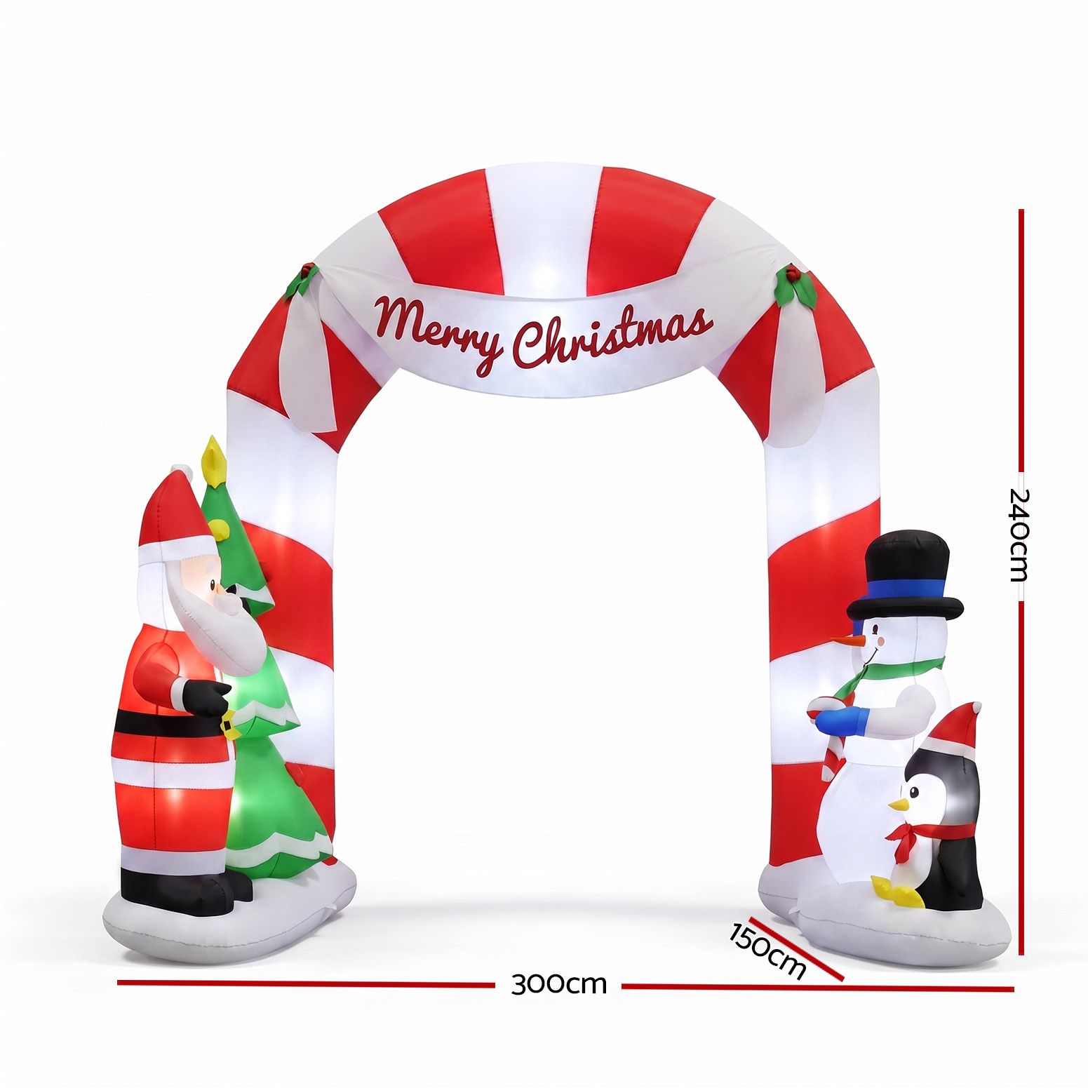 Jingle Jollys Christmas Inflatable Archwary Santa 3M Illuminated Free Delivery