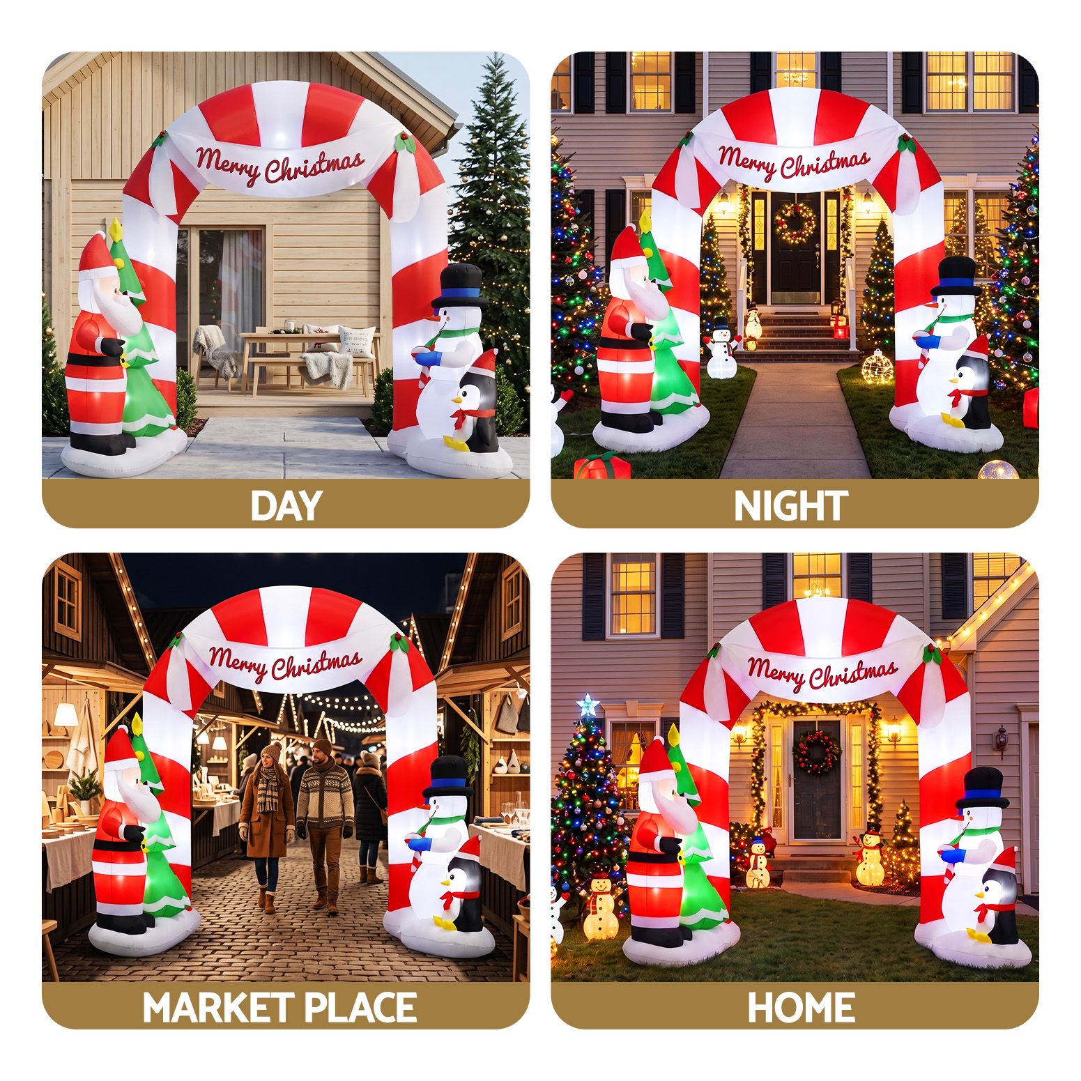 Jingle Jollys Christmas Inflatable Archwary Santa 3M Illuminated Free Delivery