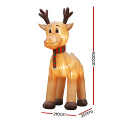 Jingle Jollys Christmas Inflatable Reindeer 5M Illuminated Decorations Free Deli