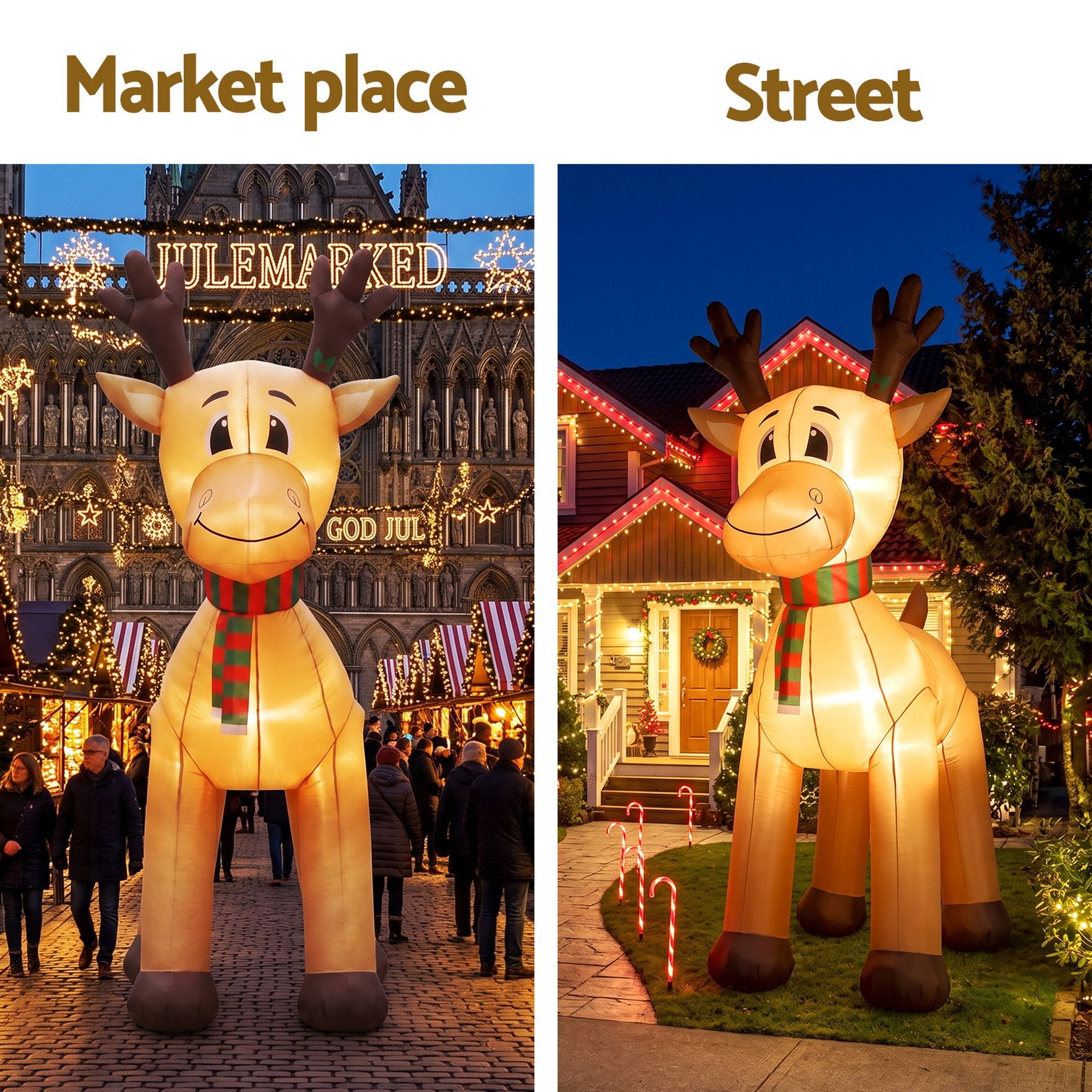 Jingle Jollys Christmas Inflatable Reindeer 5M Illuminated Decorations Free Deli