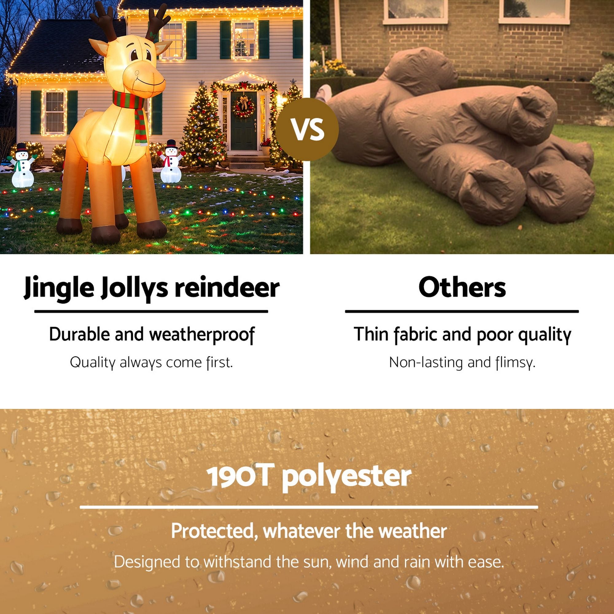 Jingle Jollys Christmas Inflatable Reindeer 5M Illuminated Decorations Free Deli