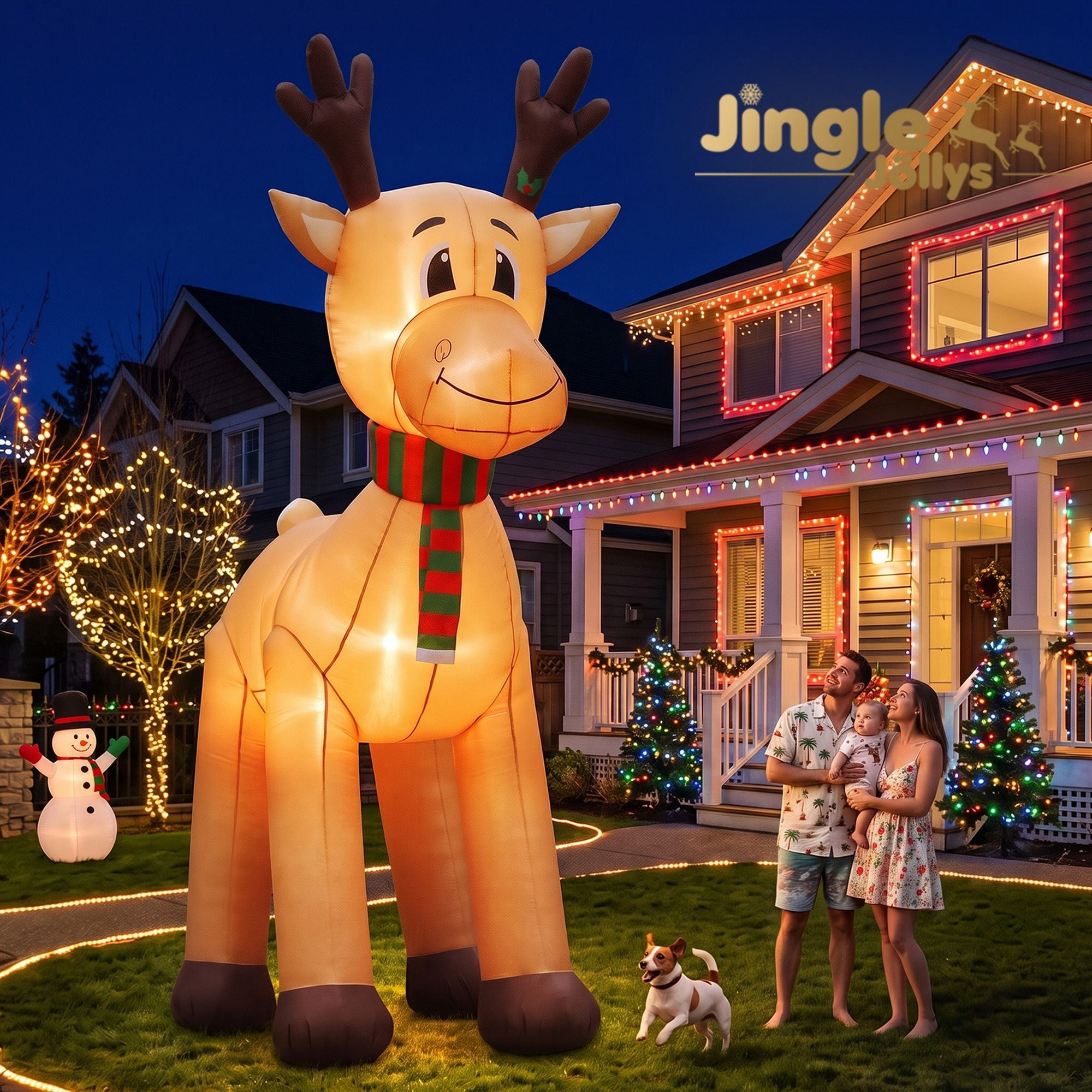 Jingle Jollys Christmas Inflatable Reindeer 5M Illuminated Decorations Free Deli