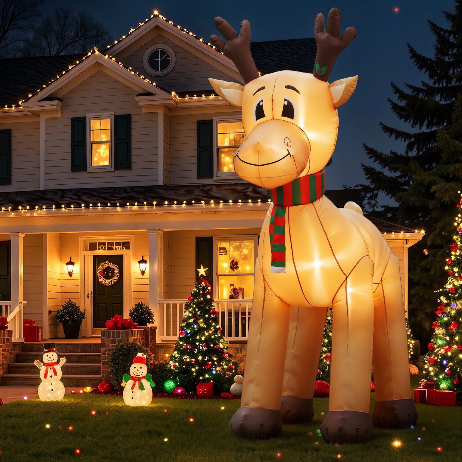 Jingle Jollys Christmas Inflatable Reindeer 5M Illuminated Decorations Free Deli