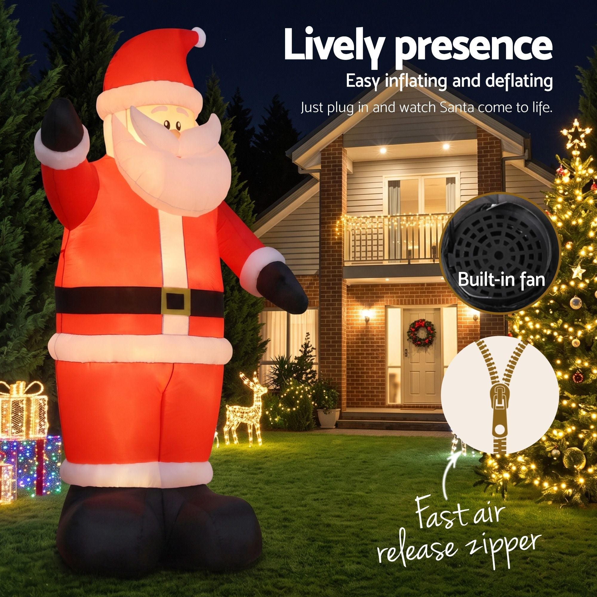 Jingle Jollys Christmas Inflatable Santa 5M Illuminated Decorations Free Deliver