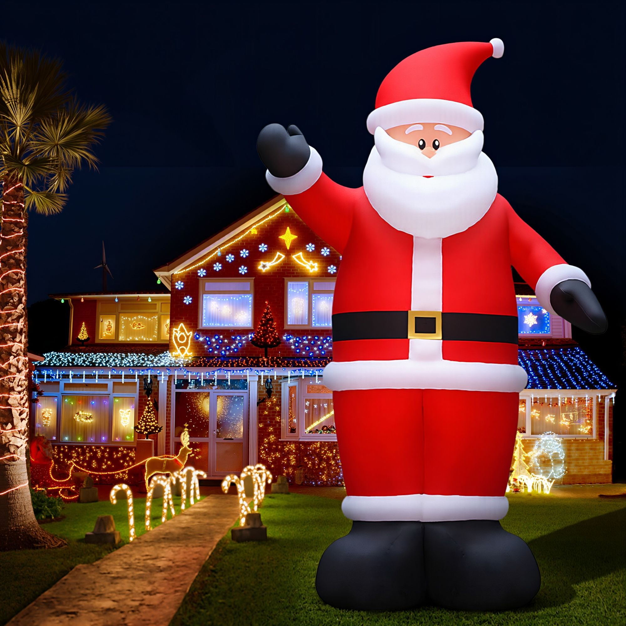 Jingle Jollys Christmas Inflatable Santa 5M Illuminated Decorations Free Deliver