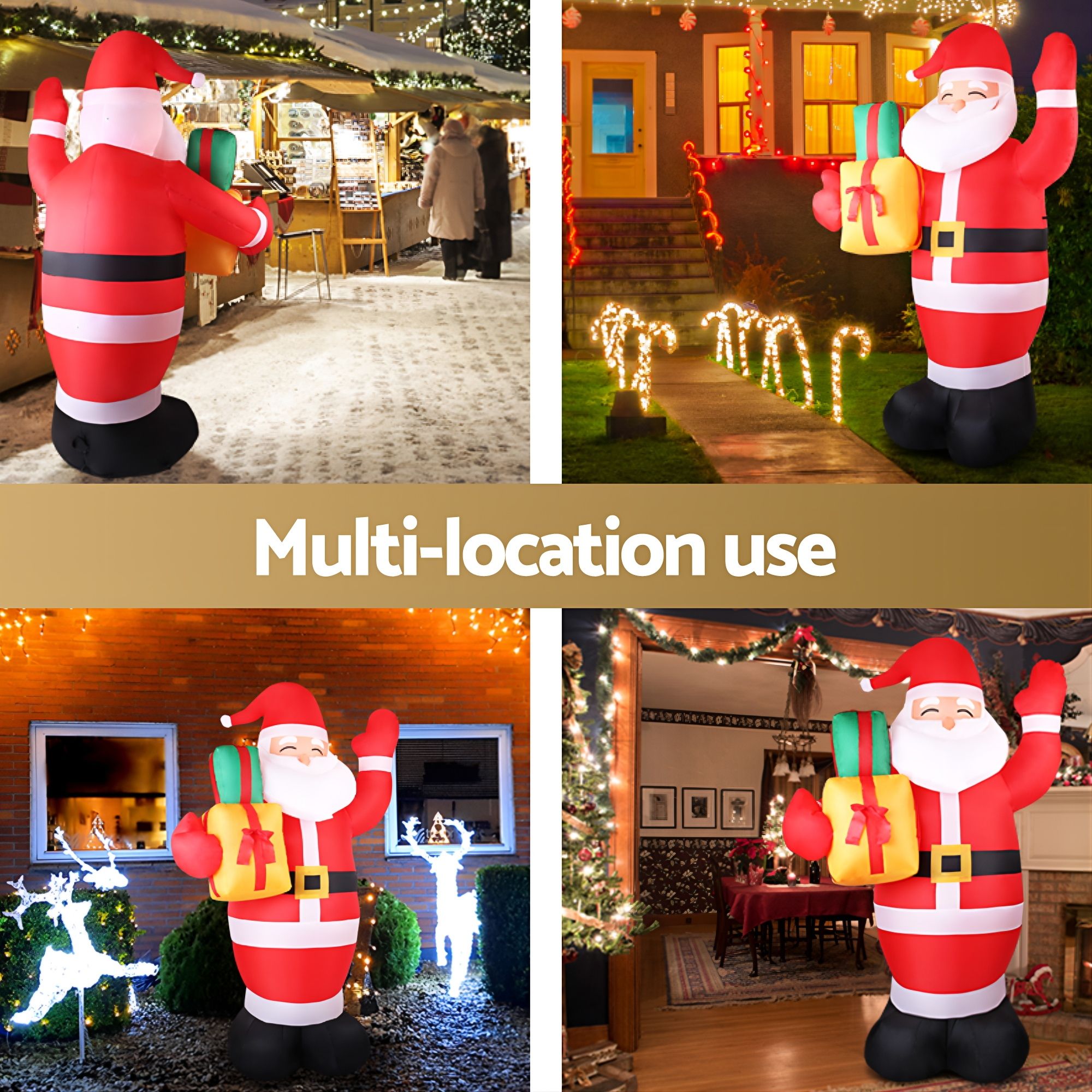 Jingle Jollys Christmas Inflatable Santa 2.4M Illuminated Decorations Free Deliv