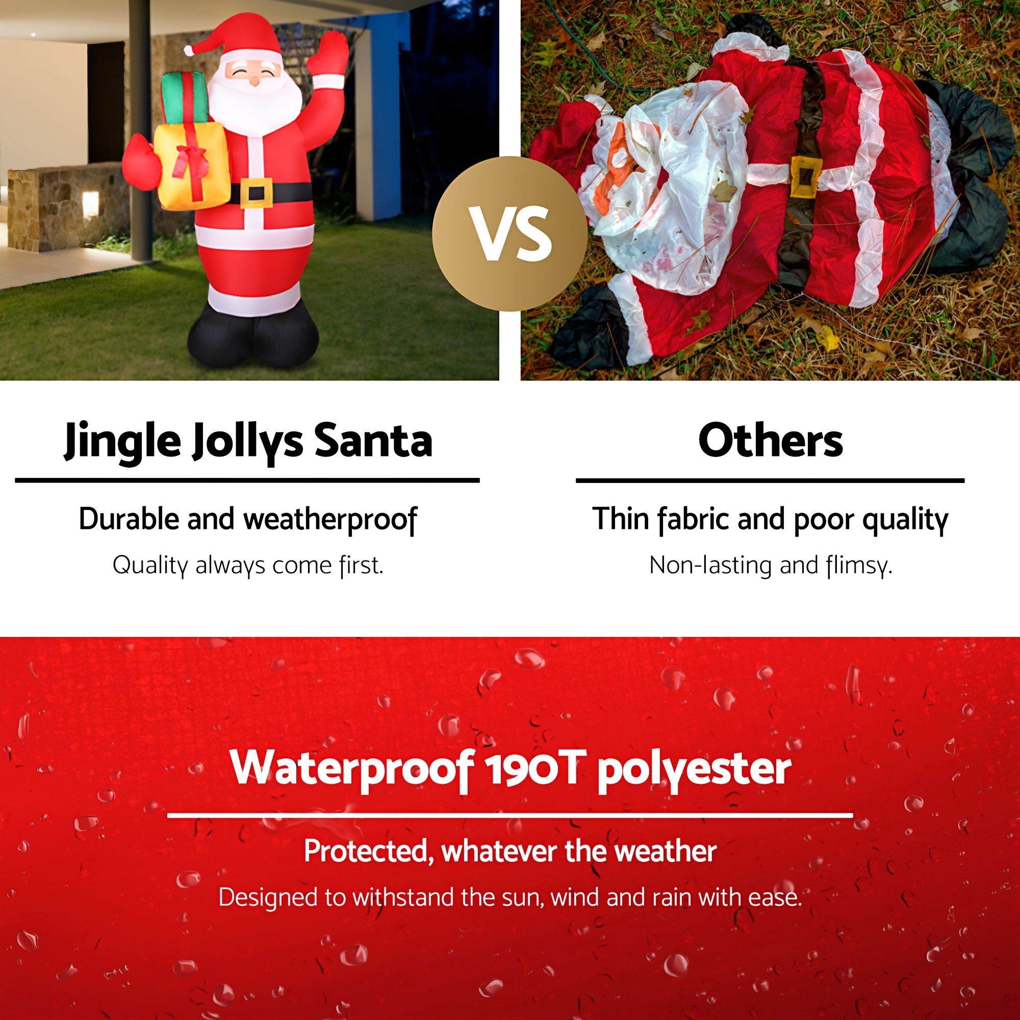 Jingle Jollys Christmas Inflatable Santa 2.4M Illuminated Decorations Free Deliv