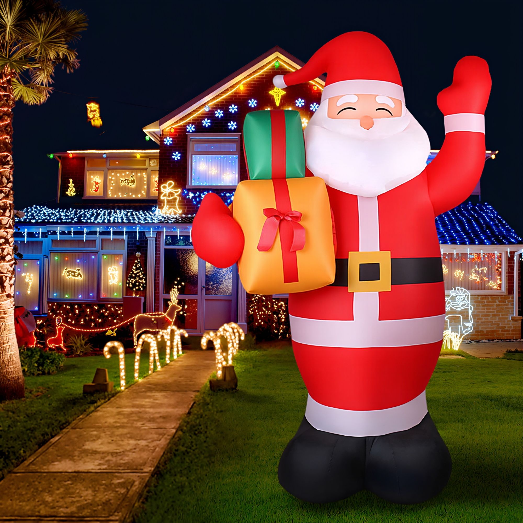 Jingle Jollys Christmas Inflatable Santa 2.4M Illuminated Decorations Free Deliv