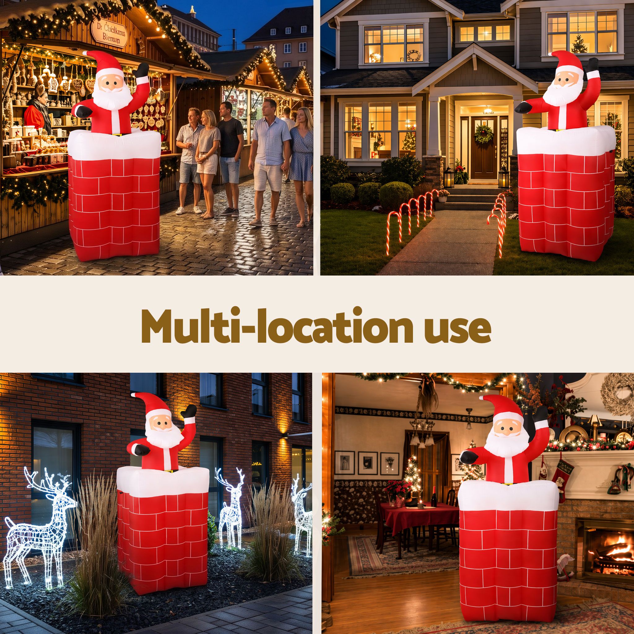 Jingle Jollys Christmas Inflatable Santa Pop Up 1.8M Free Delivery