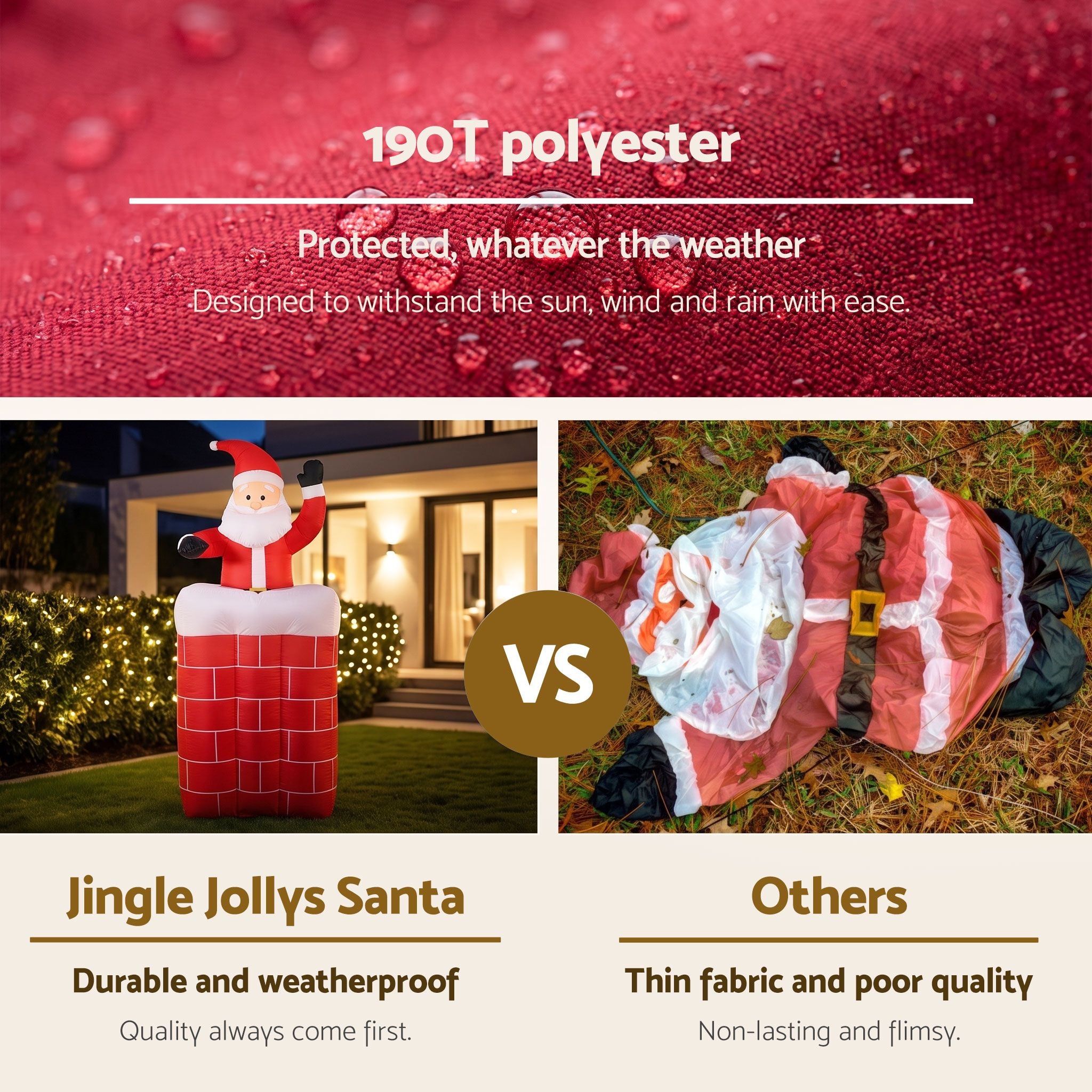 Jingle Jollys Christmas Inflatable Santa Pop Up 1.8M Free Delivery