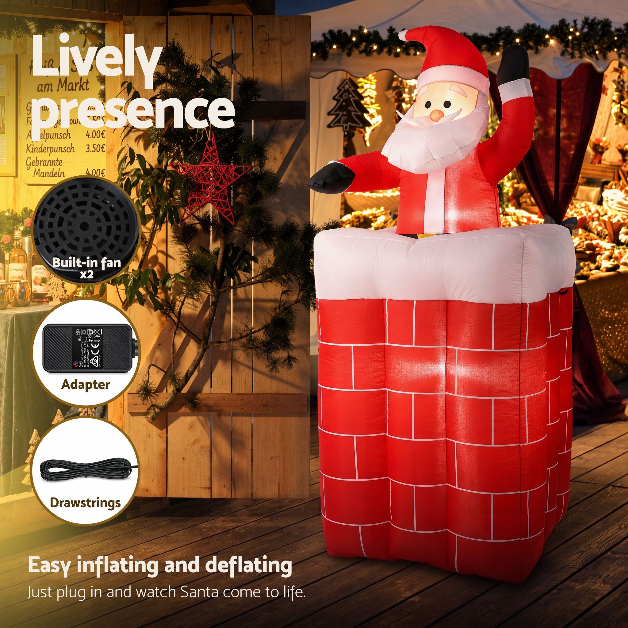 Jingle Jollys Christmas Inflatable Santa Pop Up 1.8M Free Delivery