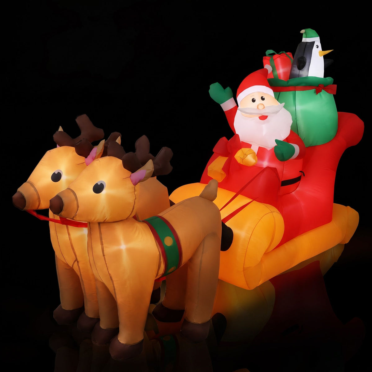 Jingle Jollys Christmas Inflatable Santa Sleigh 2.2M Illuminated Free Delivery