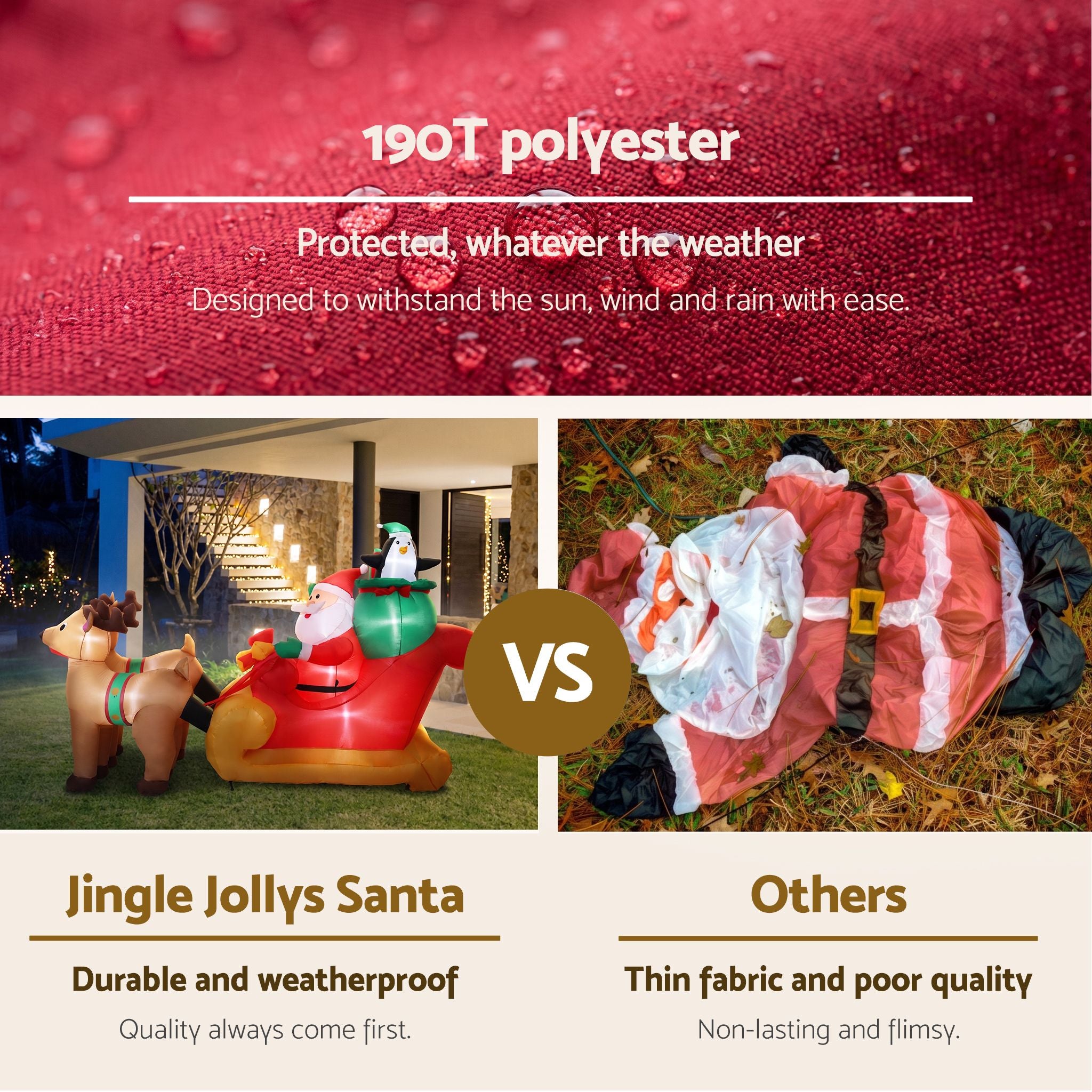 Jingle Jollys Christmas Inflatable Santa Sleigh 2.2M Illuminated Free Delivery