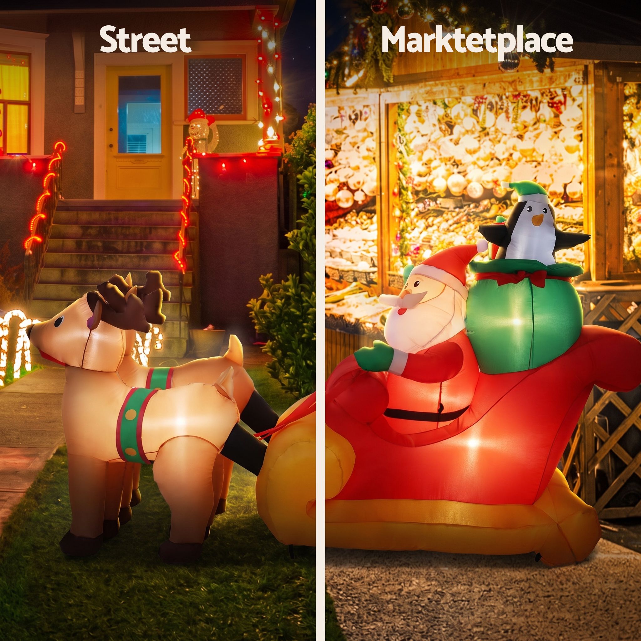 Jingle Jollys Christmas Inflatable Santa Sleigh 2.2M Illuminated Free Delivery