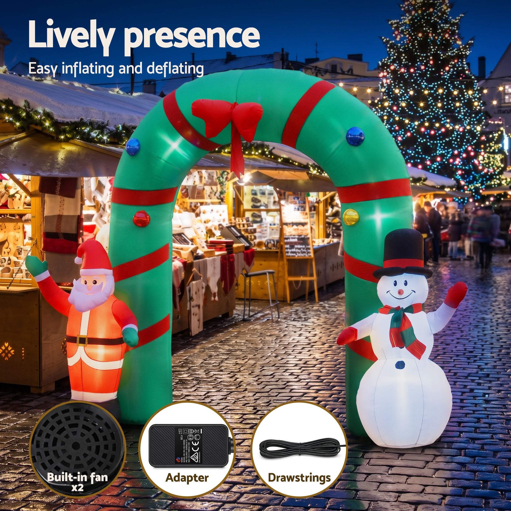 Jingle Jollys Christmas Inflatable Archwary 2.8M Illuminated Decorations Free De