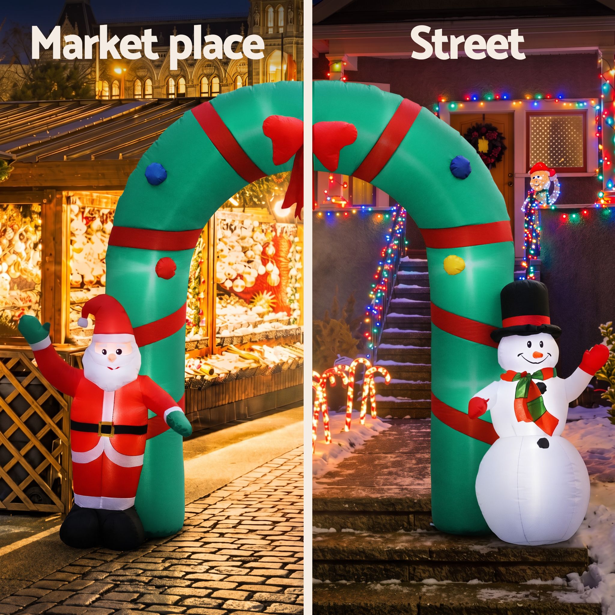 Jingle Jollys Christmas Inflatable Archwary 2.8M Illuminated Decorations Free De