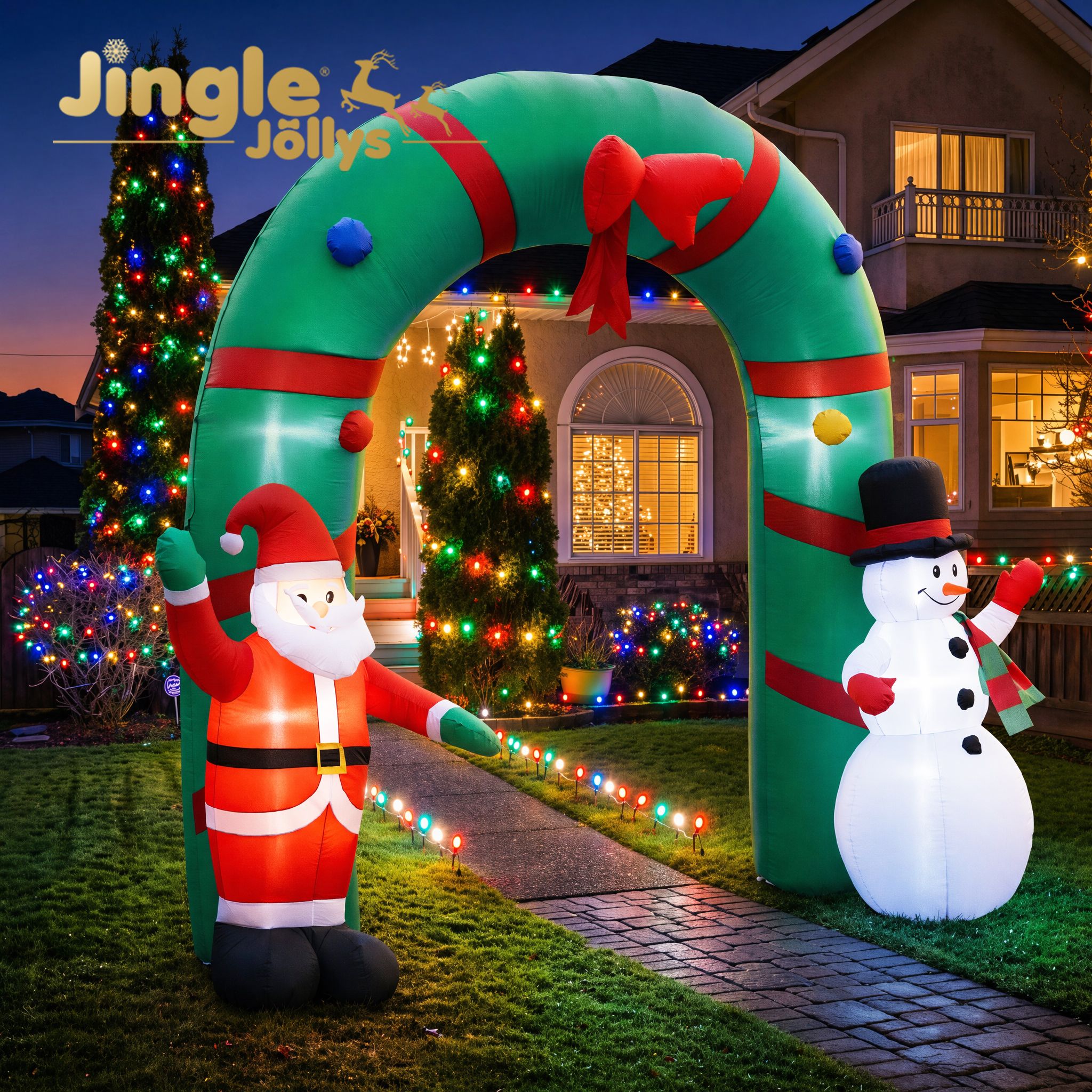 Jingle Jollys Christmas Inflatable Archwary 2.8M Illuminated Decorations Free De