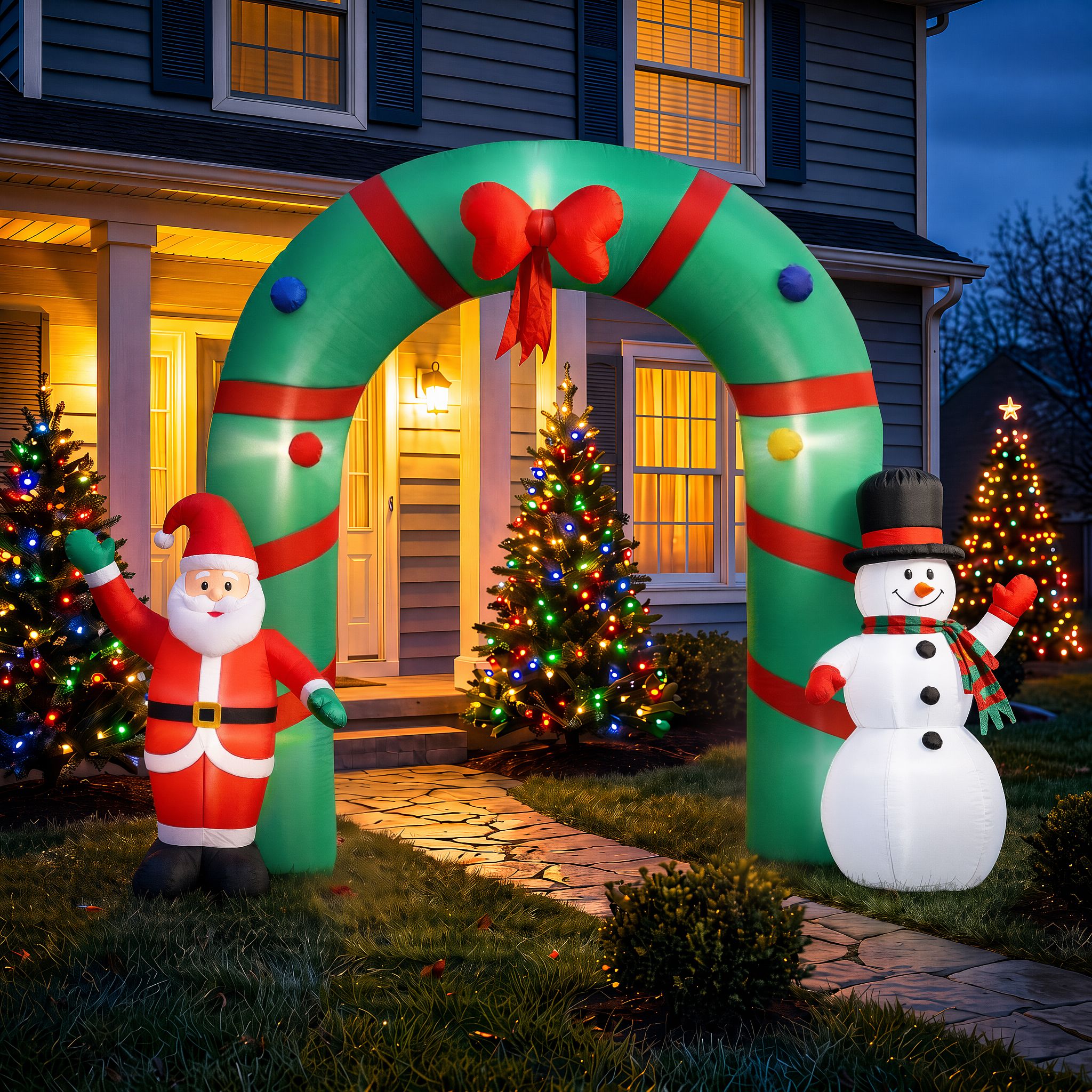 Jingle Jollys Christmas Inflatable Archwary 2.8M Illuminated Decorations Free De