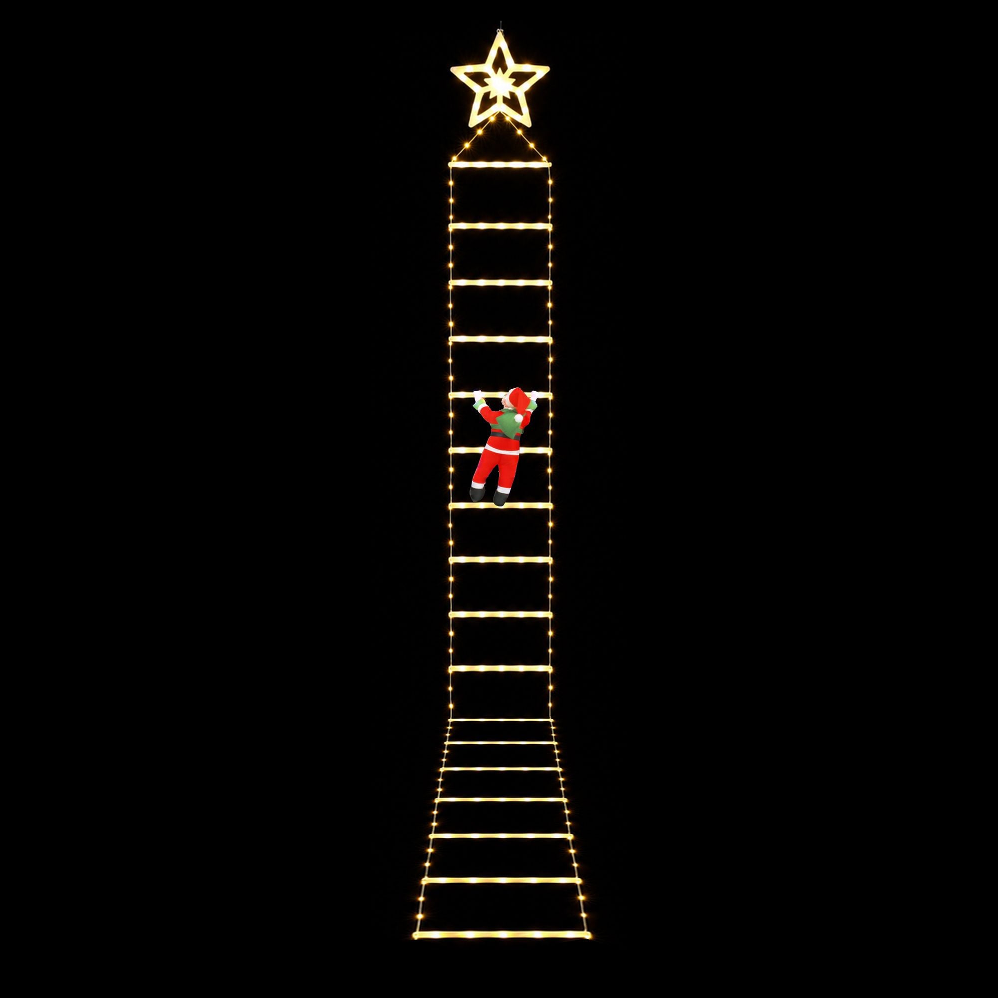 Jingle Jollys Christmas Ladder Lights Santa 3.4m 328LED Hanging Decor Warm White