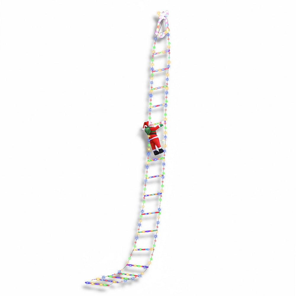 Jingle Jollys 3.5M Christmas Lights 300 LED Ladder Light with Santa Claus Decor
