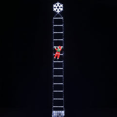 Jingle Jollys Christmas Ladder Lights Santa 3.4m 328LED Hanging Decor Cool White