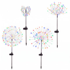 Jingle Jollys 4 Pack Christmas Path Lights Solar Firework Garden Decoration Multicolour