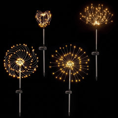 Jingle Jollys 4 Pack Christmas Lights Solar Firework Outdoor Garden Lights DIY Decoration Warm White