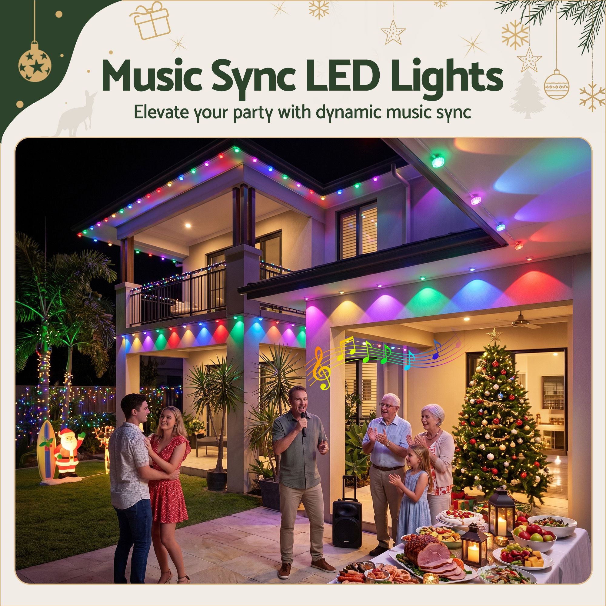 Jingle Jollys 15M Christmas Lights Permanent String Eaves Light 36 LED