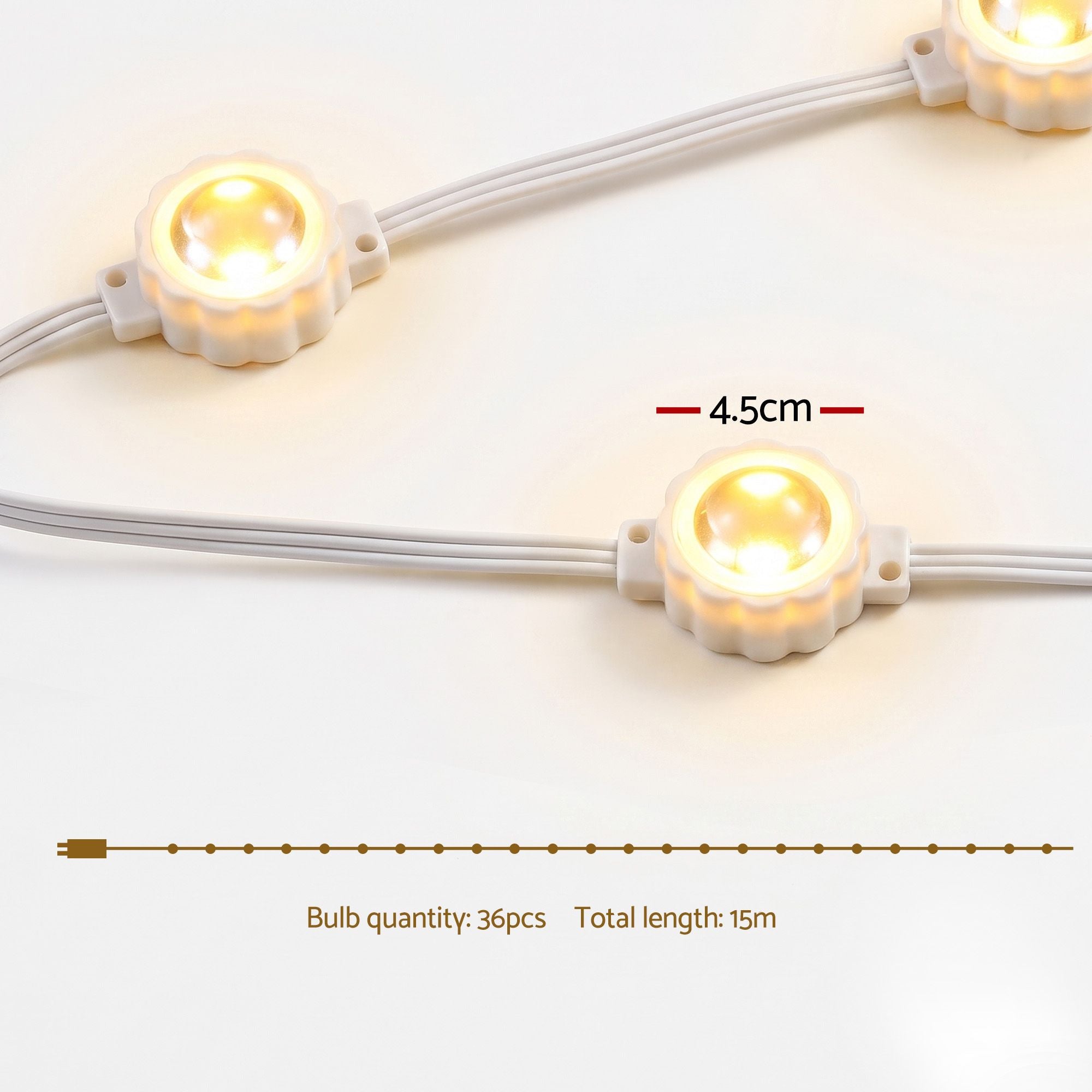 Jingle Jollys 15M Christmas Lights Permanent String Eaves Light 36 LED