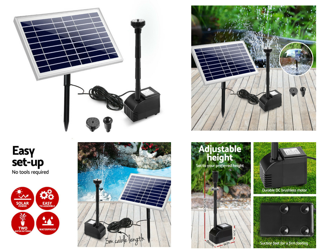 Gardeon Solar Pond Pump Submersible Water Fountain Kit 6.6FT