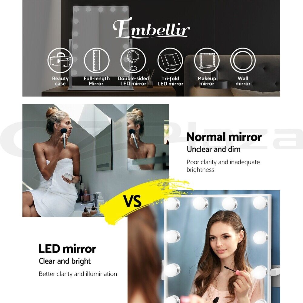 Embellir Wall mirror Makeup Mirror With Light Vanity 12 LED Bulbs Hollywood